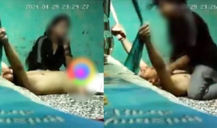 Bijnor Viral Video A woman is giving various kinds of torture to her husband.