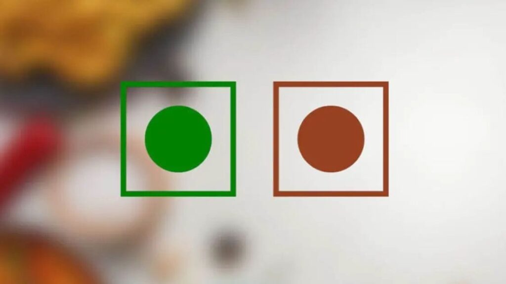 food color codes and symbols on Indian food packaging