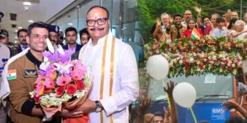 Shubhanshu Shukla:अंतरिक्ष से लौटे लखनऊ के बेटे का हुआ गजब स्वागत उमड़ा जनसागर, तिरंगे और नारों से गूंजा शहर