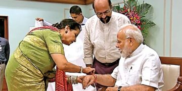 Kamar Mohsin Shaikh rakhi tradition with PM Modi