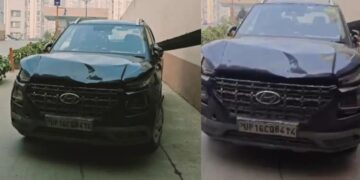 Greater Noida: सोसाइटी में अनियंत्रित कार ने तीन   को मारी टक्कर, मचा हंगामा,पार्किंग रैंप पर सुरक्षा उठे सवाल