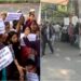 दिल्ली हाईकोर्ट के बाहर उन्नाव पीड़िता समर्थकों का प्रदर्शन