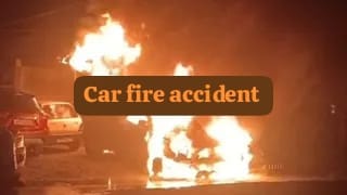 कानपुर-इटावा हाईवे पर भीषण हादसा, पुलिया से टकराकर कार में लगी आग, दो युवकों की जिंदा जलकर मौत