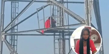 Girl Climbed Mobile Tower